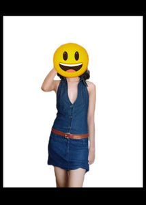 Denim Halter Mini Dress