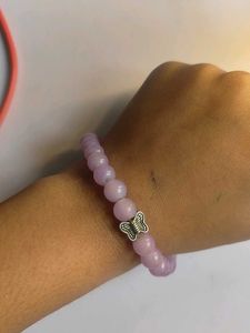 Lilac Beaded Bracelet with Charm
