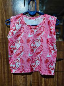 Pink Heart Print Sleeveless Top Combo Of Both New
