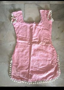 Pink Ethnic Kurta with Pom Poms