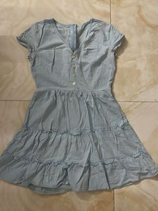 Light Blue Ruffled Mini Dress