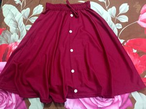 Maroon Button-Down Skirt