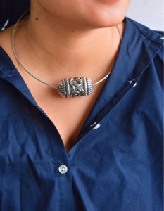 Silver Tone Tribal Necklace