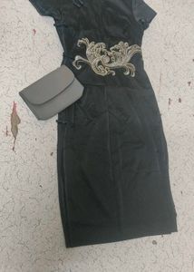 Elegant turquoish Black Ethnic Gown