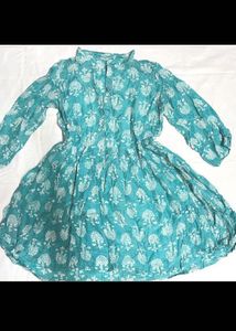Elegant Green Printed Dress