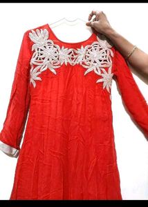Red Embroidered Gown