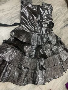 Silver Ruffled Party Dress