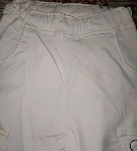 White Zip Detail Cargo Pants