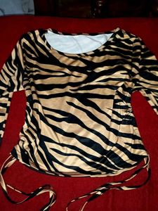 Zebra Print Long Sleeve Top