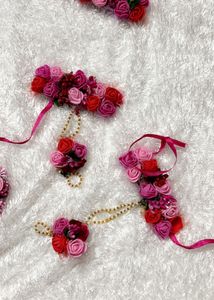 Pink &amp; red Floral Jwellery Set