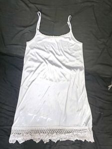 Lavender Satin Lace Trimmed Spaghetti Strap