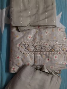Glace Cotton With Handwork Suit
