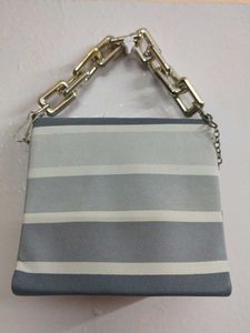 Striped Chain Handle Bag
