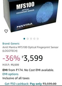 Mantra MFS100 Biometric Fingerprint Scanner Silver