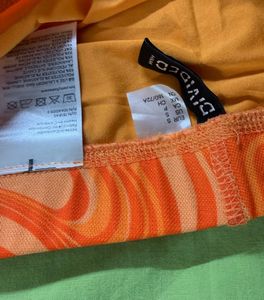 Orange Mesh Flared Leggings With Inbuilt Panty