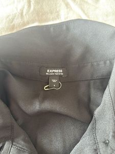 Embellished Collar Black Blouse