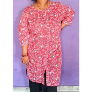 Plus Size Bandhani Pink Kurta