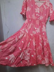 Floral Tiered Pink Dress