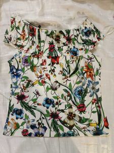ZARA Floral Off Shoulder Top
