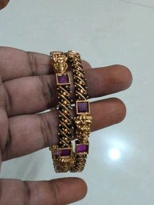 One Gram Gold Ruby Bangle Pair
