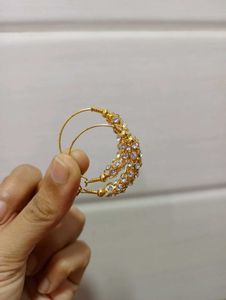 Golden Hoop Earrings with diamonds