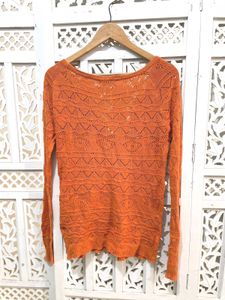 Imported Orange Crochet Shrug C