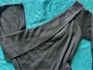 Sparkly Black One-Shoulder Top