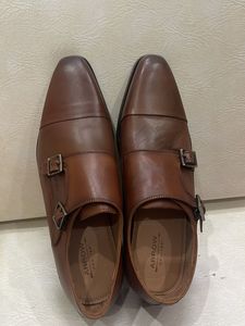 Arrow Brown Leather Monk Strap Dress Shoes