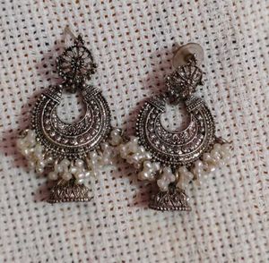 Silver Jhumka Earrings