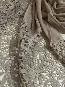 Golden Hijab Wid One Side Lace N Daimond