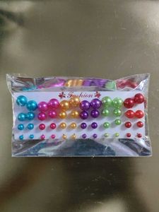 set of 24 Colorful Pearl Stud Earring Se