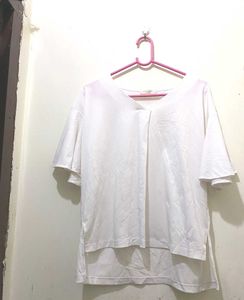 Classic White V Neck Patterned Top