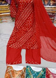 Red Bandhani Print Salwar Kameez