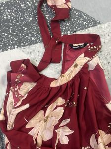 Unused Floral Print Maxi Dress with halter neck