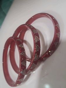Red &amp; Gold Decorative Bangles - Set of 3
