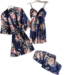 Satin Silk Pajama Set With Robe