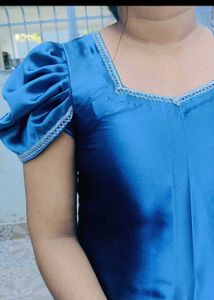 Blue Satin Dhoti Salwar Kurti
