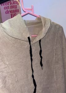 Beige Hoodie Midi Dress