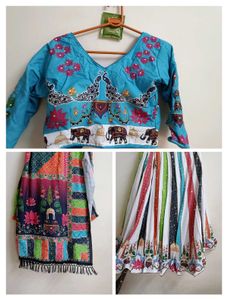 Colorful Embroidered Lehenga With Necklac