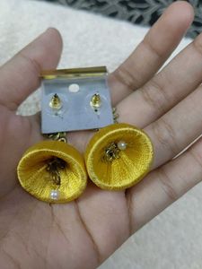 Jhumka Earrings Yellow