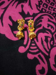 Gold Jhumka Earrings