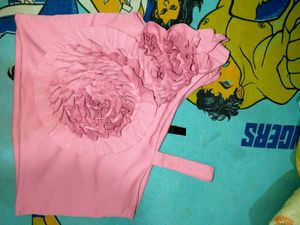 Crop Top With Cute  3 D Flower Design