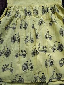 Cute Yellow Scooter Print Dress