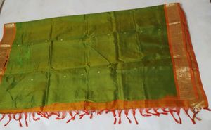 Beautiful Green &amp; Orange Color With Blouse