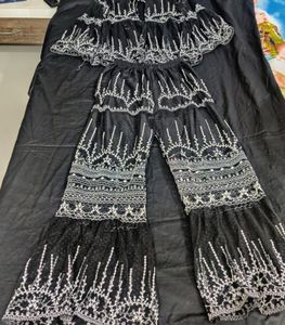 Black Embroidered Palazzo Set