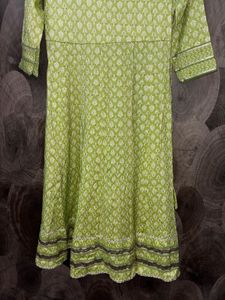 Lime Green Embroidered Anarkali With Pants