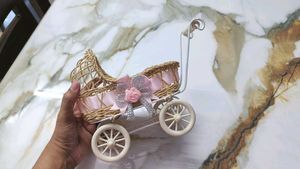 Wicker Baby Carriage Decoration