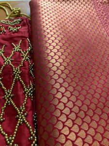 ✨RED semi silk saree - FREE BLOUSE ✨