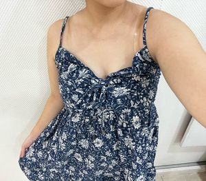 Boho Floral Navy Blue Summer Dress 🌿