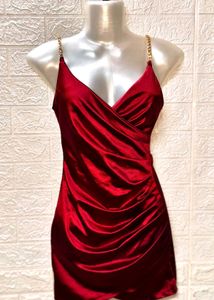Red Satin Mini Dress